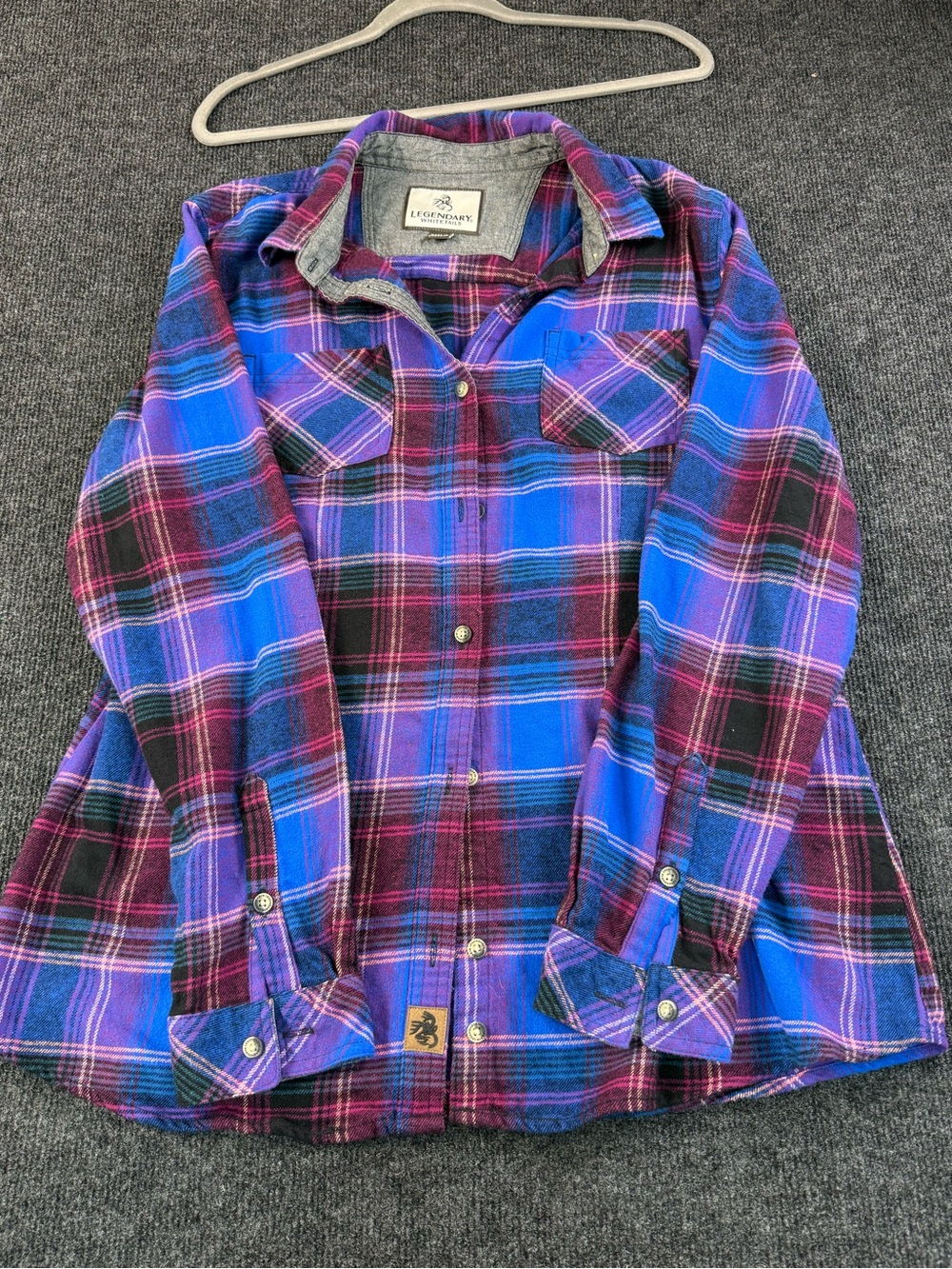Legendary Whitetails Blue Purple Plaid Flannel Too